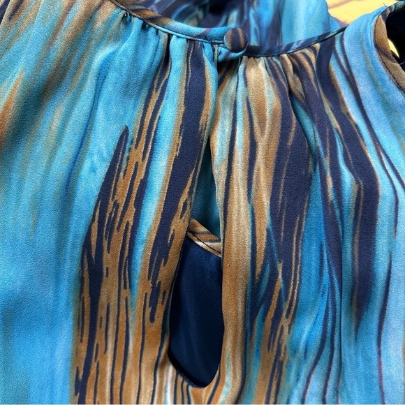 Anthropologie Paper Crown Women’s Blue and Brown Midi Dress Size 2 - Picture 9 of 16